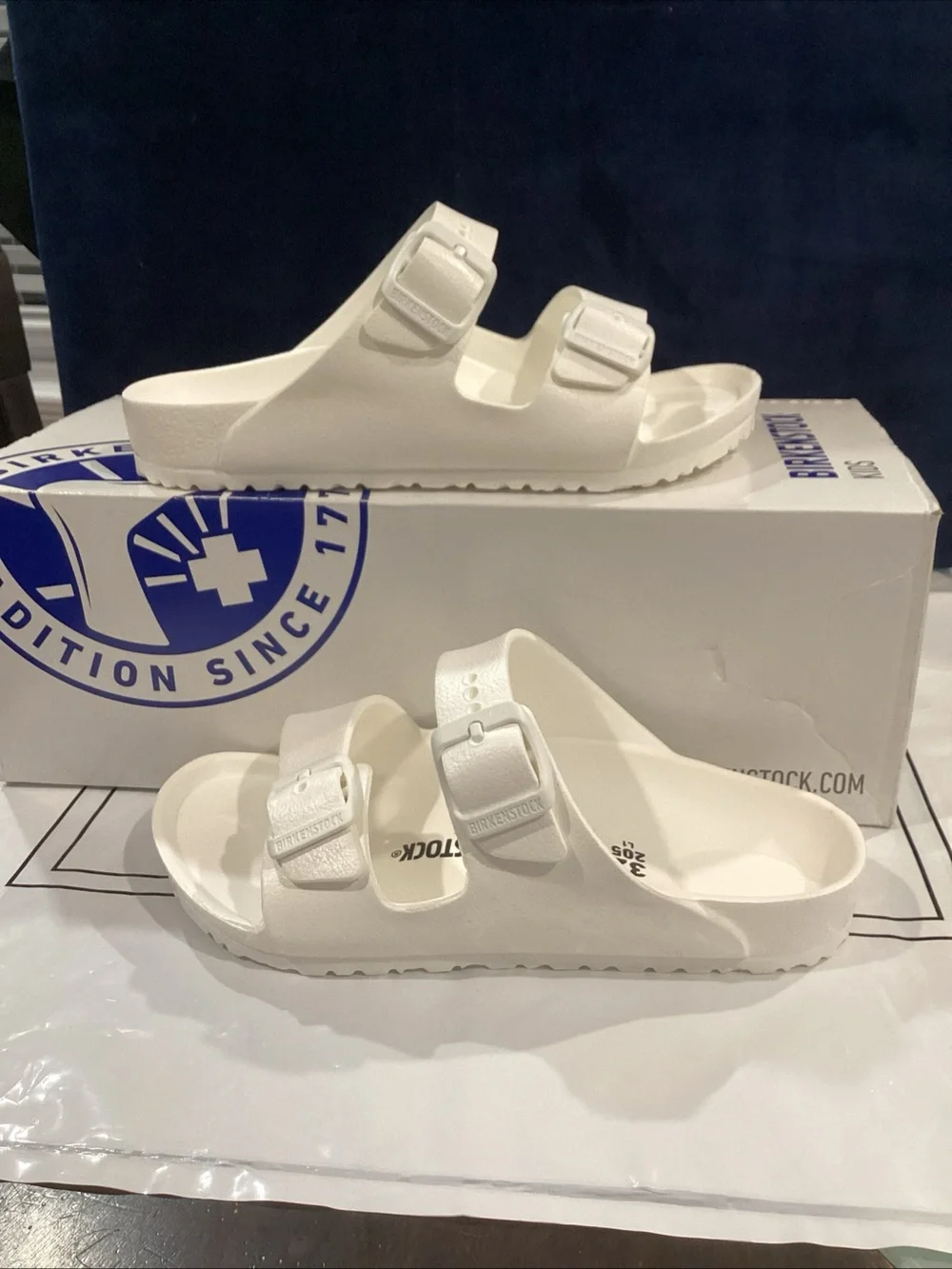 Birkenstock Arizona EVA Kids White Sandals EU 32 US 1-1.5 NIB
